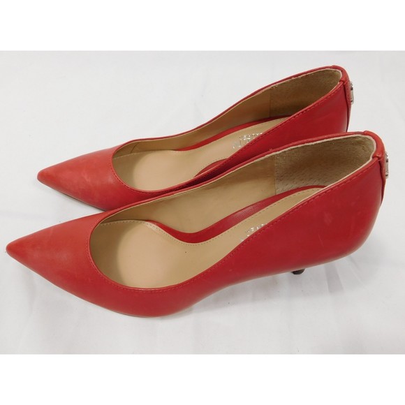 LAUREN RALPH LAUREN RED LEATHER LOGO HEELS PUMPS SZ 5 - Picture 3 of 8